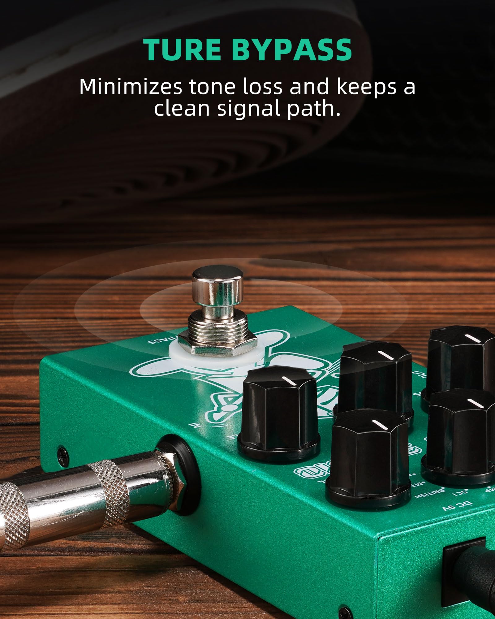 LEKATO Distortion Overdrive Pedal Boost to Dist, Guitar Overdrive Effect Pedal with 3-band Equaliser for Electric Guitar (DIRTY STUDIO) - Image 4