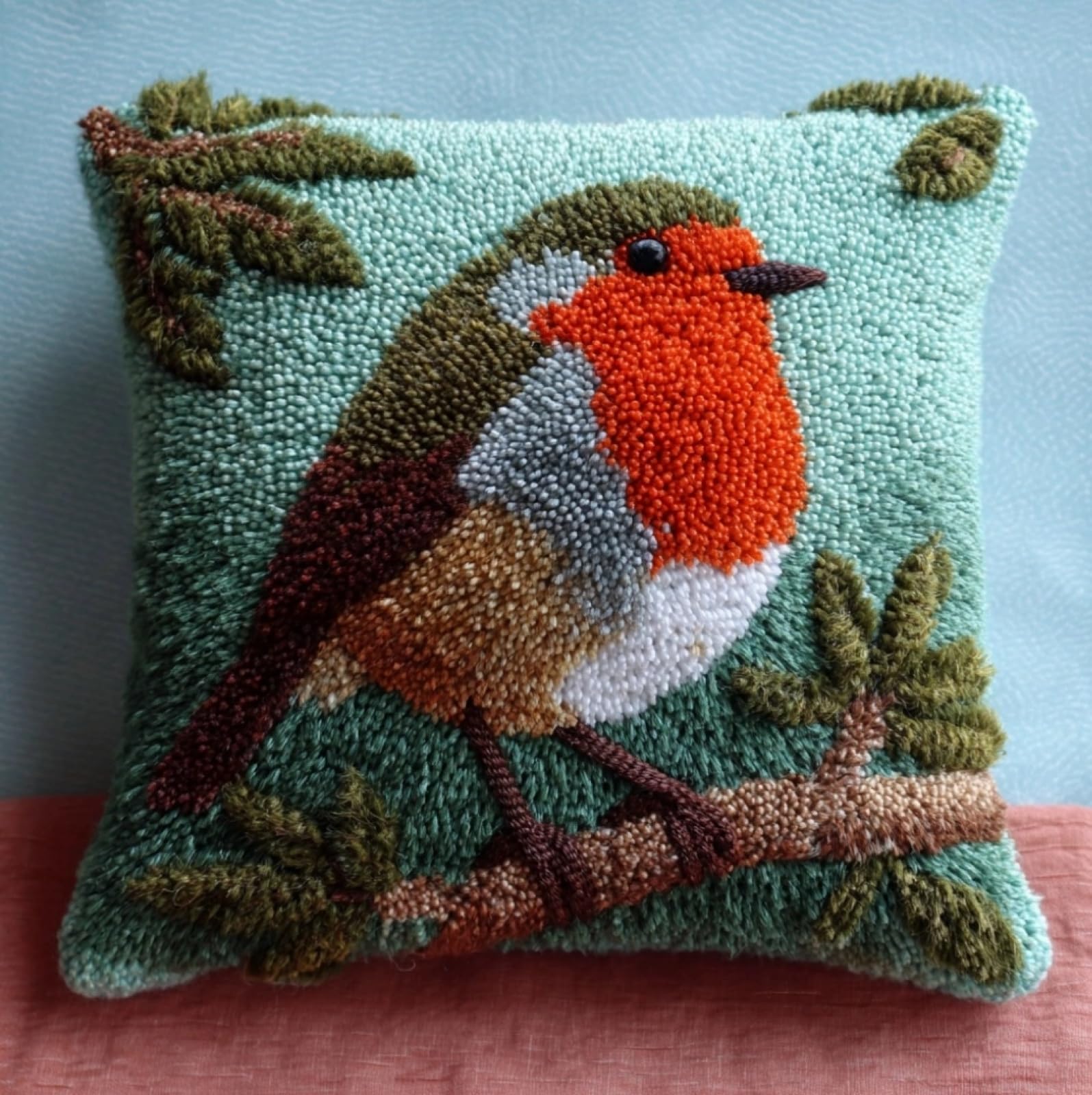 Wallustrioaw Robin Latch Hook Cushion Kit 43X43cm,