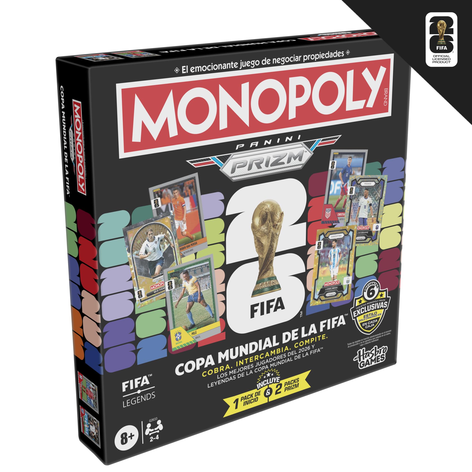 Jeu Monopoly Panini Prizm : Coupe du Monde de la FIFA I Jeu de société sur Le thème du Football et Cartes à Collectionner Monopoly Panini Prizm Coupe du Monde de la FIFA 2026 I Âge : 8 + - Version