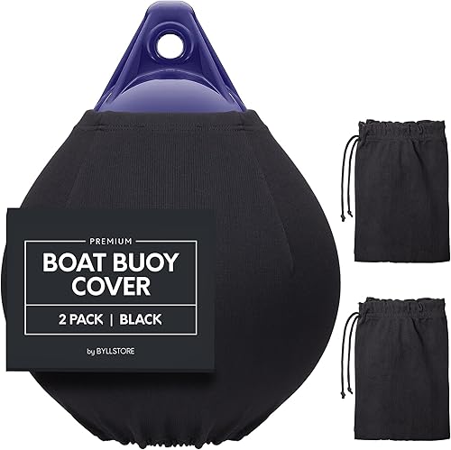 Vista 8 de Cubiertas para boya de barco Paquete de 1, 2 y 4 Negro Diámetro x Longitud: 15 ″ x 19 ″ & 17.5 ″ x 21 ″ Poliéster (1 paquete y 15 ″ x 19 ″)
