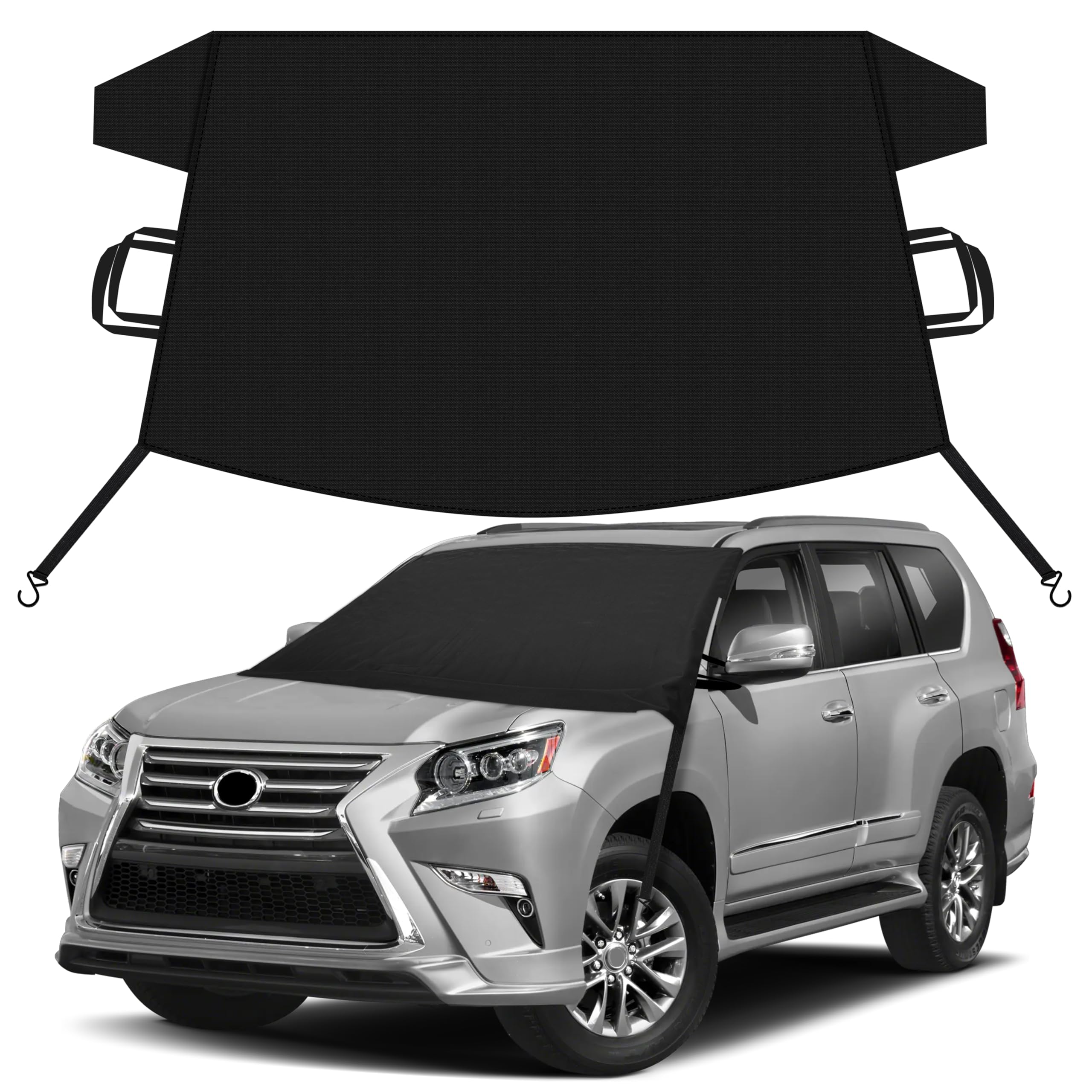 EcoNour Car Snow Cover Compatible for Lexus GX 460 | Windshield Cover for Ice and Snow with S-Hook Straps | Heavy-Duty 600D Oxford Winter Car Cover, Waterproof &amp; Anti-Slip
