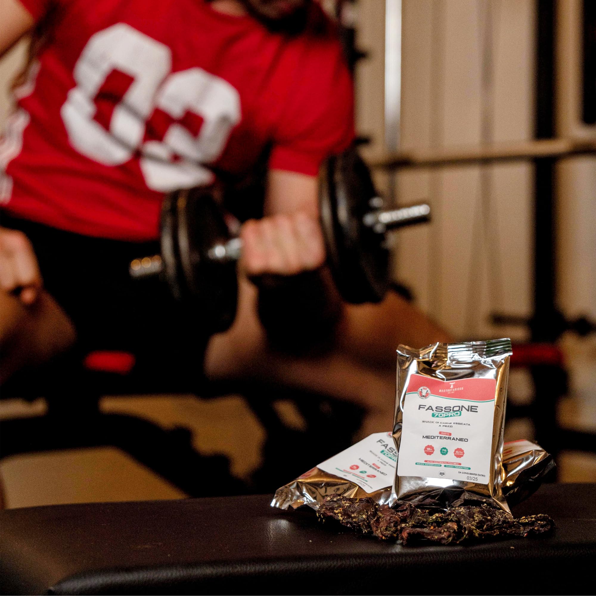 Fassone70pro Beef jerky, carne secca per umani con 70% di proteine naturali, snack proteici a base di carne essiccata per sportivi, beef protein proteine senza lattosio. (Pack da 10 confezioni)