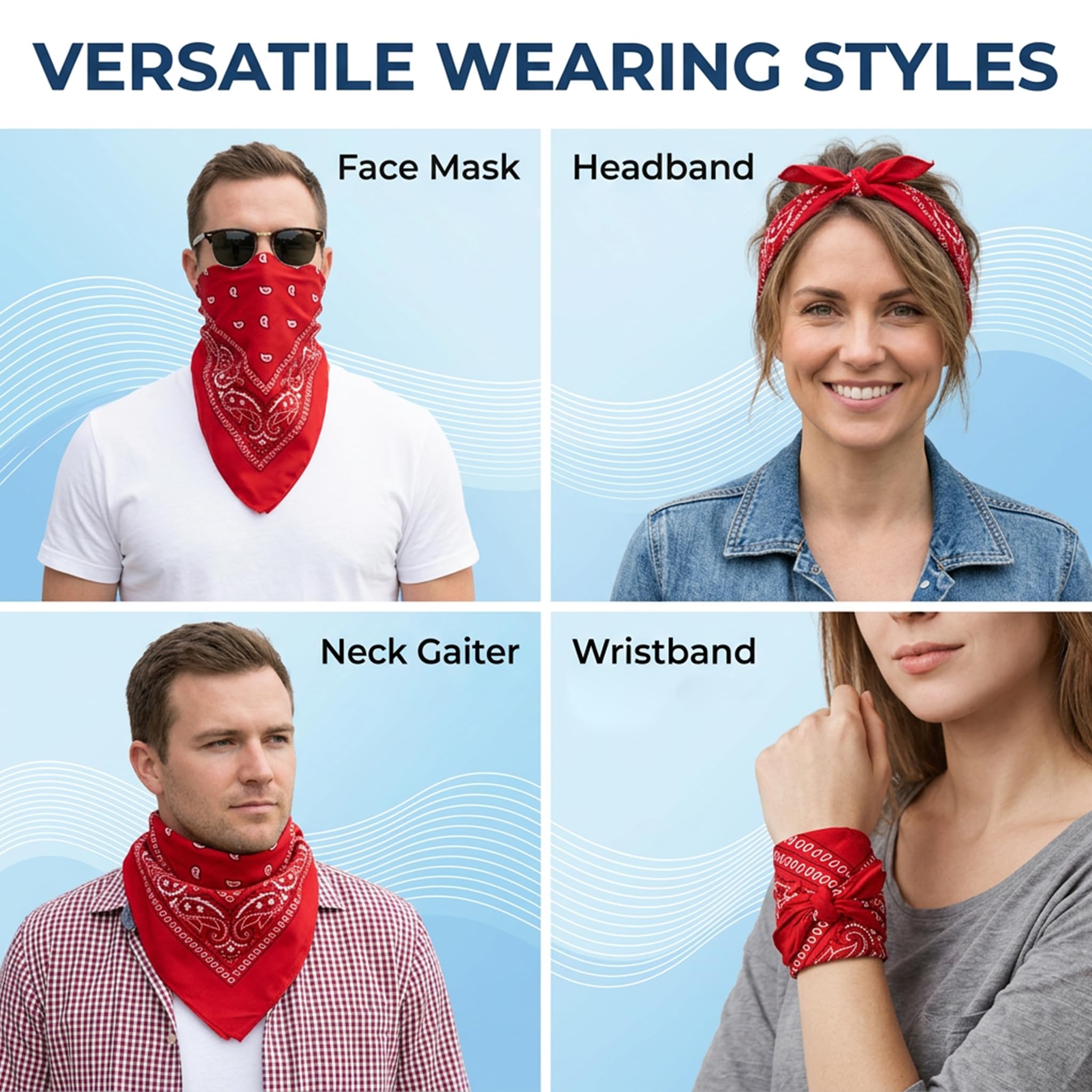 10 sztuk bandana czerwona bawełniana chusta na szyję, wzór Paisley, chustka na głowę, unisex, chusta na głowę, chusta na głowę, zestaw klasycznych wzorów dla kobiet i mężczyzn, akcesoria, opaska na