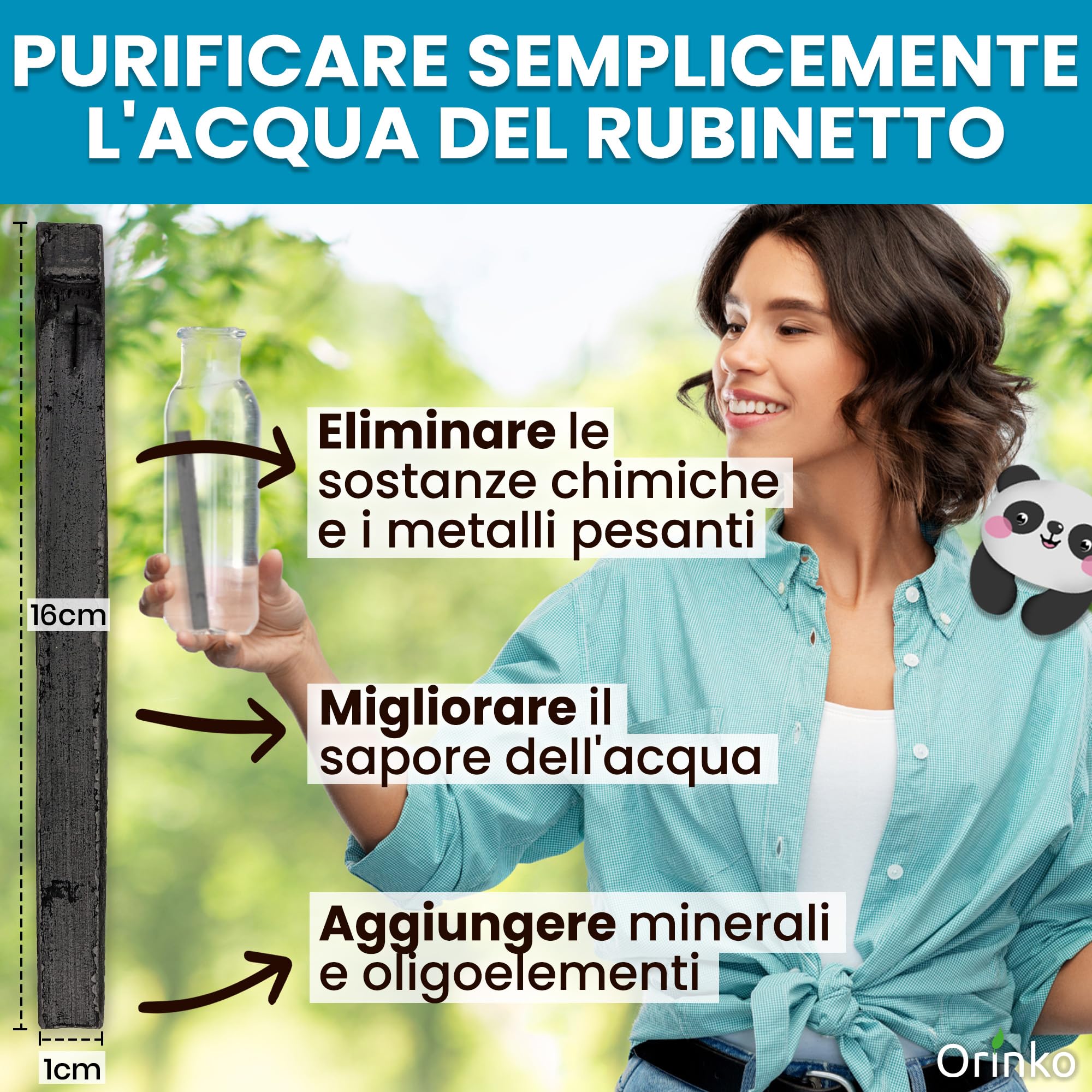 ORINKO® Carboni Attivi per Acqua in Carbone Takesumi x10 - Purificatore Naturale Ecologico in Bambù Binchotan - Bastoncino Riutilizzabile per Caraffa, Rubinetto, Acquario