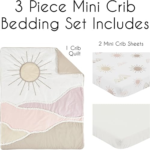 Miniatura 2 de Sweet Jojo Designs Juego de ropa de cama para cuna, color rosa rubor, malva, bohemio, desierto, sol, niña, bebé, habitación infantil, cuarto de