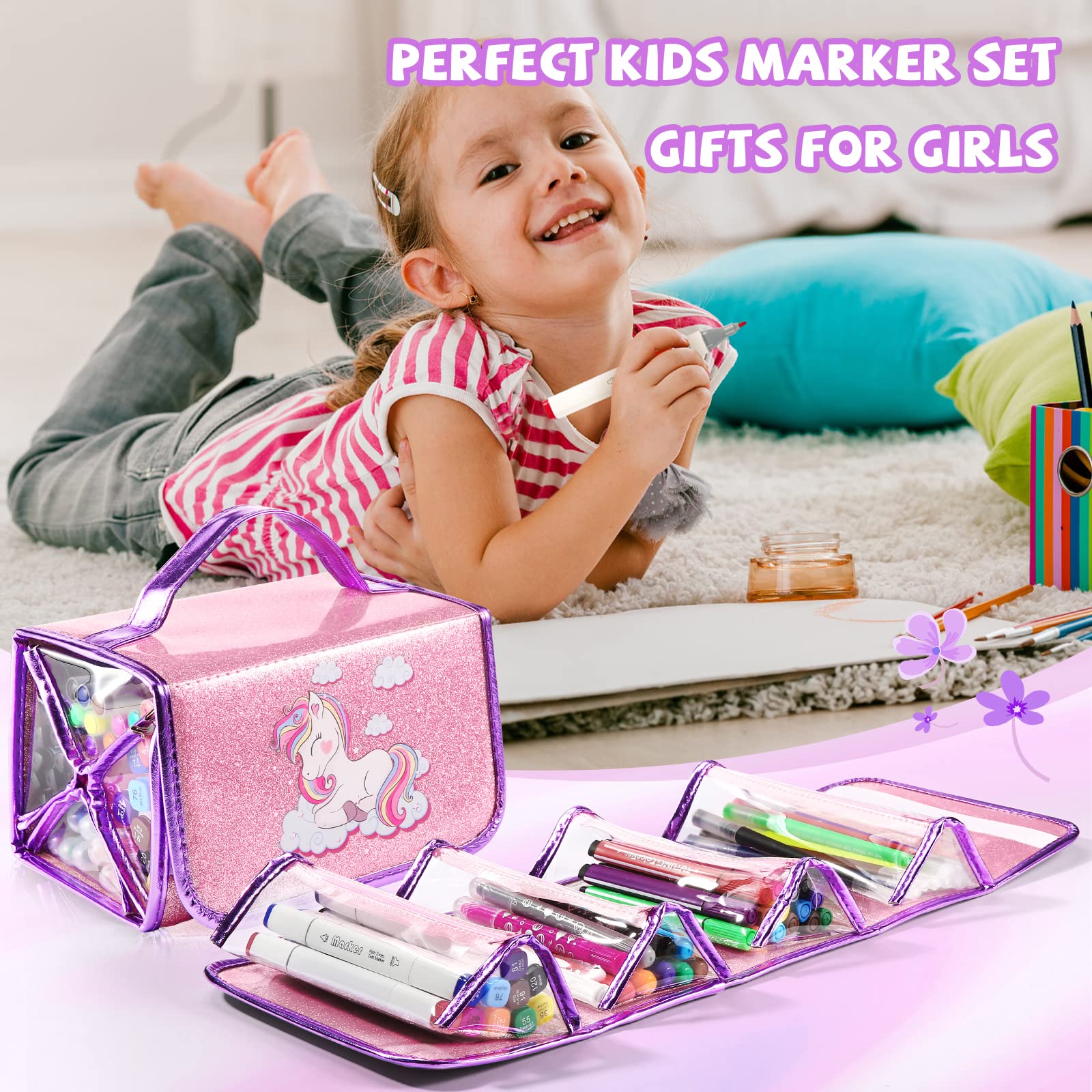 MeCids Kinder Marker Set mit Bleistift Fall Schule Art Supply Kit Waschbare Marker Buntstifte Malerei Zeichnung Coloring Arts/Handwerk Geschenke für Jungen Mädchen