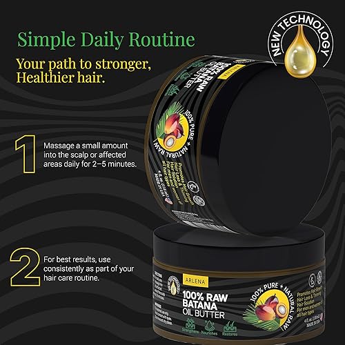 Miniatura 4 de ARLENA Mantequilla de aceite de batana 100% cruda Mantequilla natural sin refinar para el crecimiento del cabello para el cuero cabelludo,