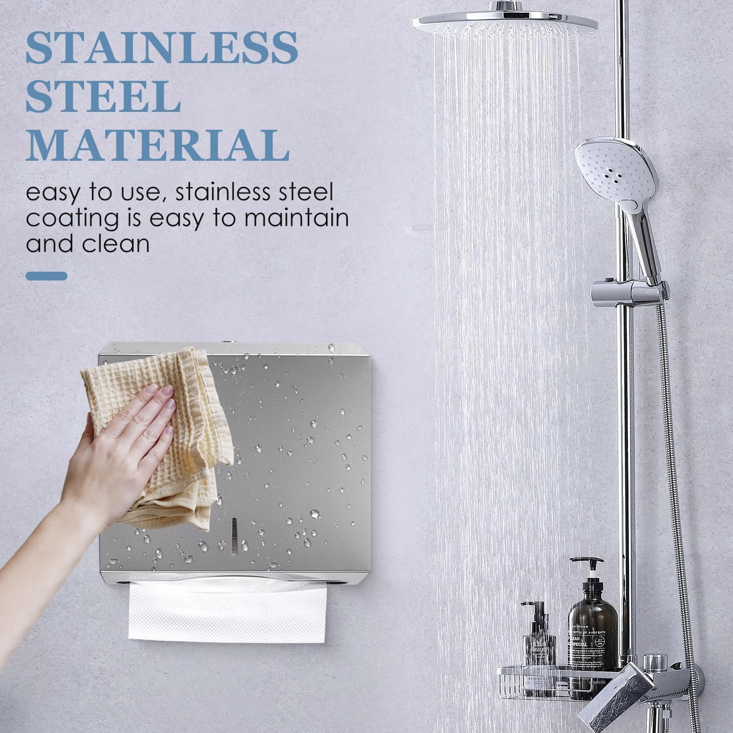 Paper Towel Dispenser Wall Mount, 250 Sheet Stainless Steel Commercial Paper Towel Holder Silver Hand Towel Dispenser Bathroom Tissue Dispenser