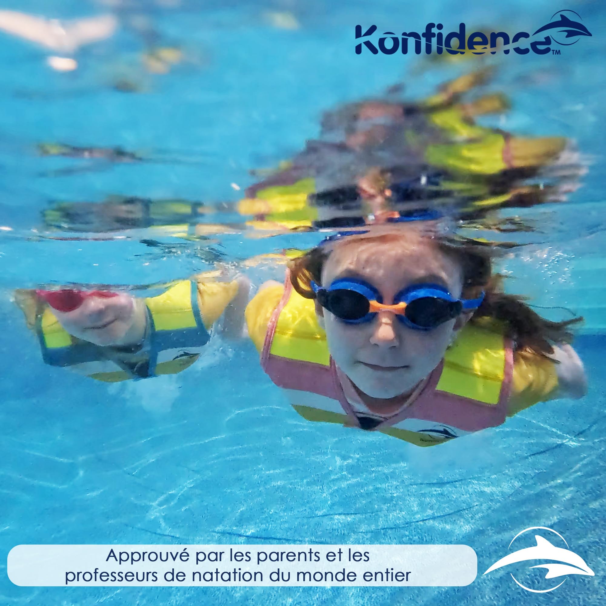 Konfidence Veste de Natation – Gilet de Natation Haut de Gamme avec Sangle de sécurité Amovible pour Enfants | Flottabilité réglable | Conforme CE