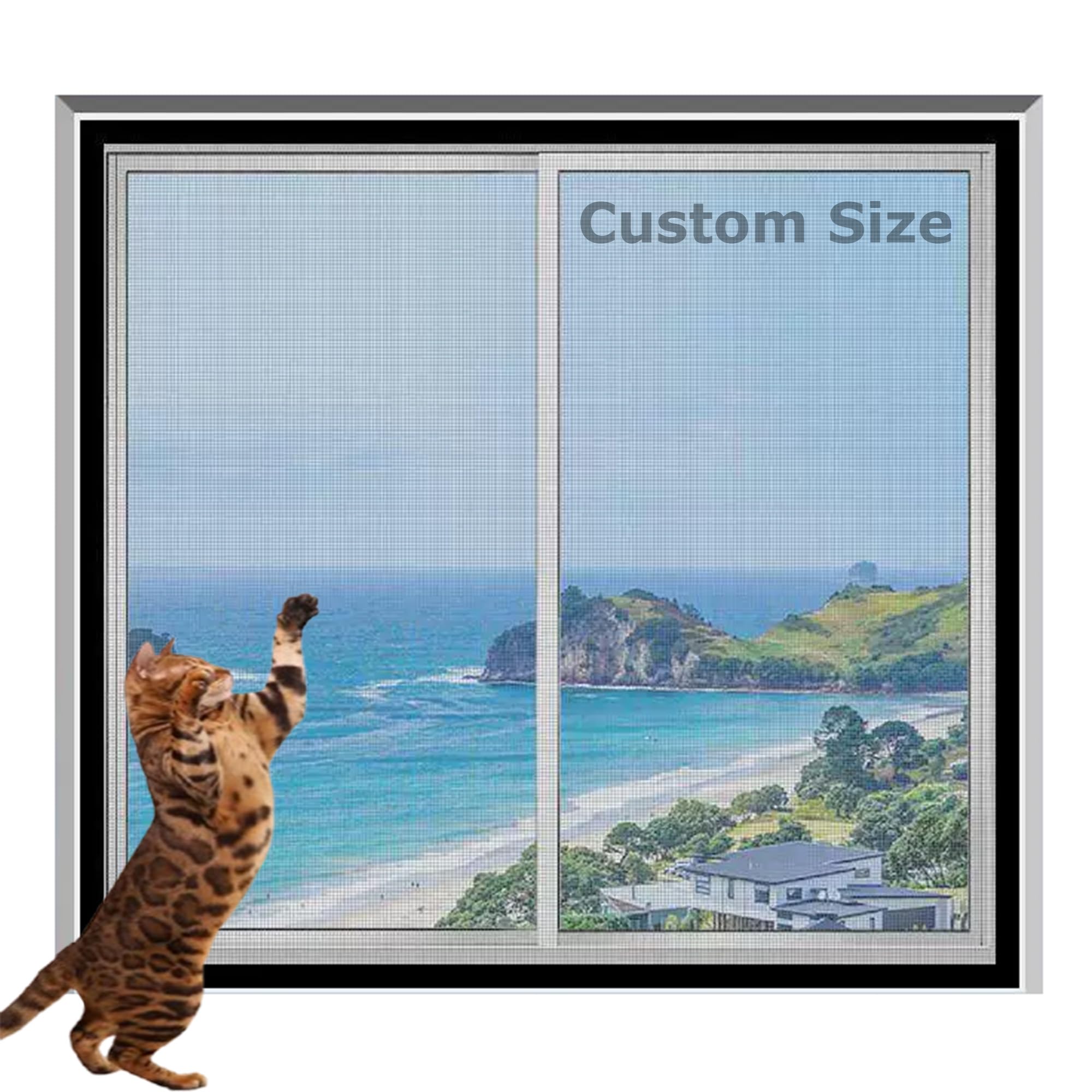 Xxiudee White/Black Custom Window Screen Mesh Fly Screens Cat Safety Net Insect Mesh