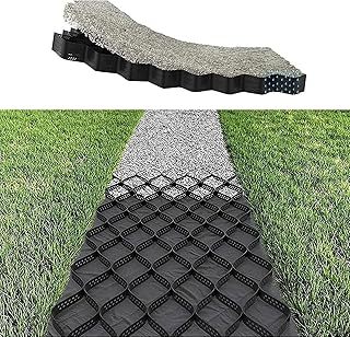 Permeable Pathway Grid Geocell for Landscaping, Plastic Gravel Grid Stabilizer Driveway Pavers, Foldable Geogrid Ground Grid for Mud Control (Size : 1x5m/3.28x16.4ft)
