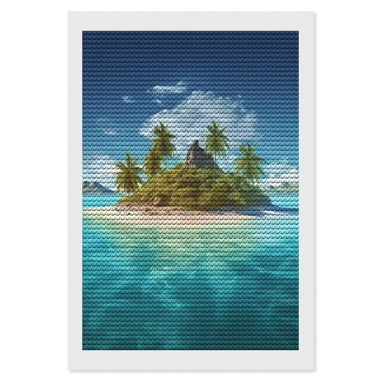 FekiLoot Tropical Island Diamond Painting Kits for Beginners DIY Diamond Art Kits for Adults Full Drill Round Diamond Dot Gem Art Painting Fun DIY Crafts for Home Kitchen Wall Decor Gift 8"x12"
