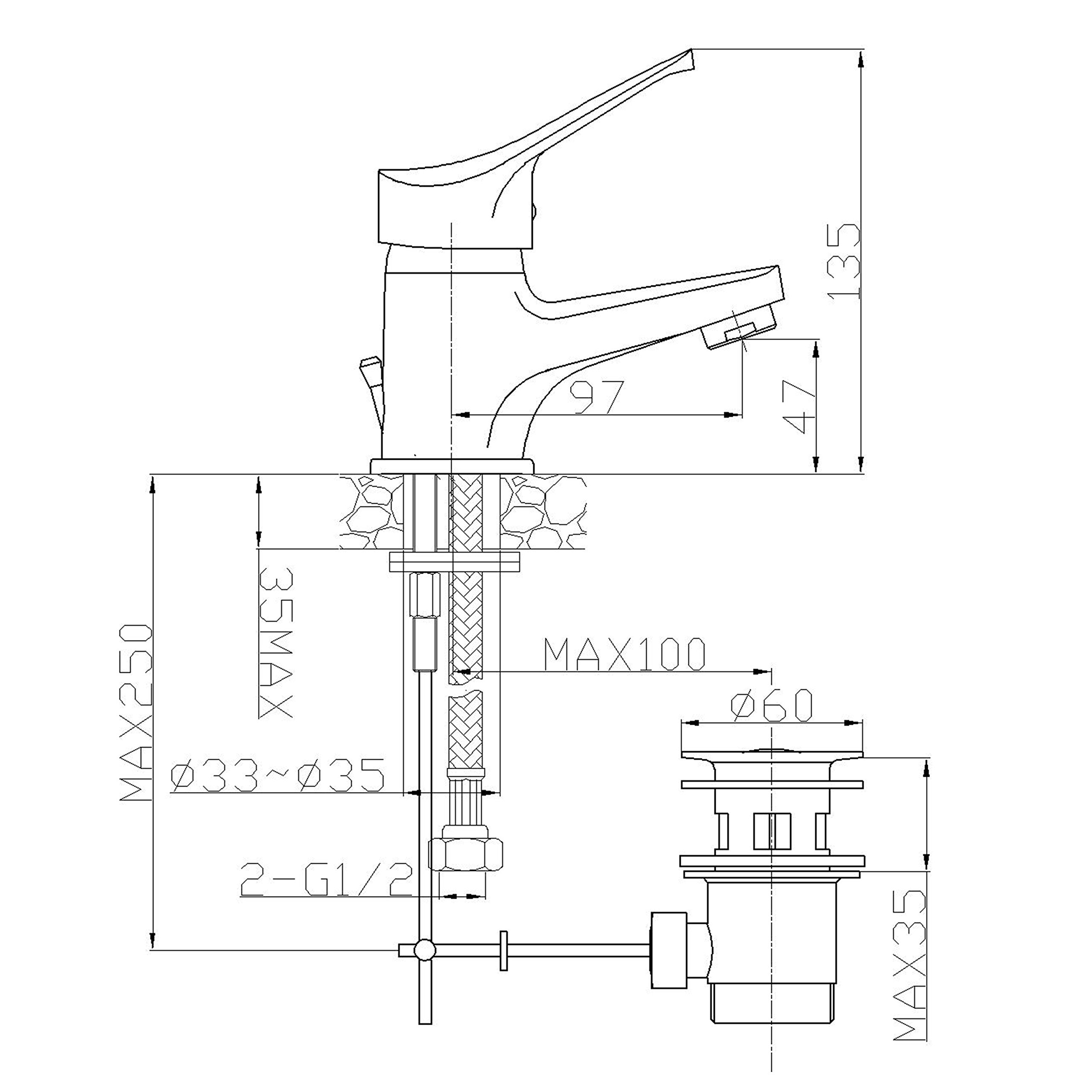 Ambrosiana SEI14000000 Rubinetto Miscelatore Lavabo, Cromo & SEI14010000 Rubinetto Miscelatore Bidet, Cromo