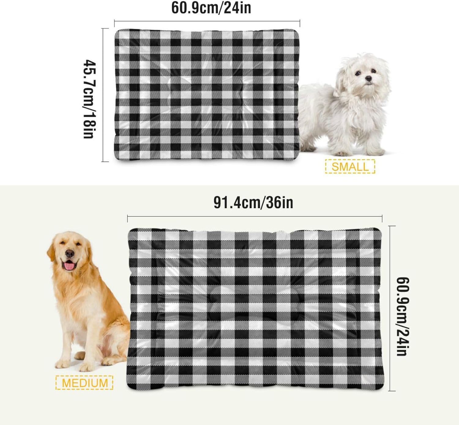 review Black White Buffalo Plaid Crate Pet Bed, Portable Washable Dog Cat Mat, Soft Comfortable Pet Mattress with Non-Slip Bottom for Dogs Cats Sleeping, 24 x 18 Inch