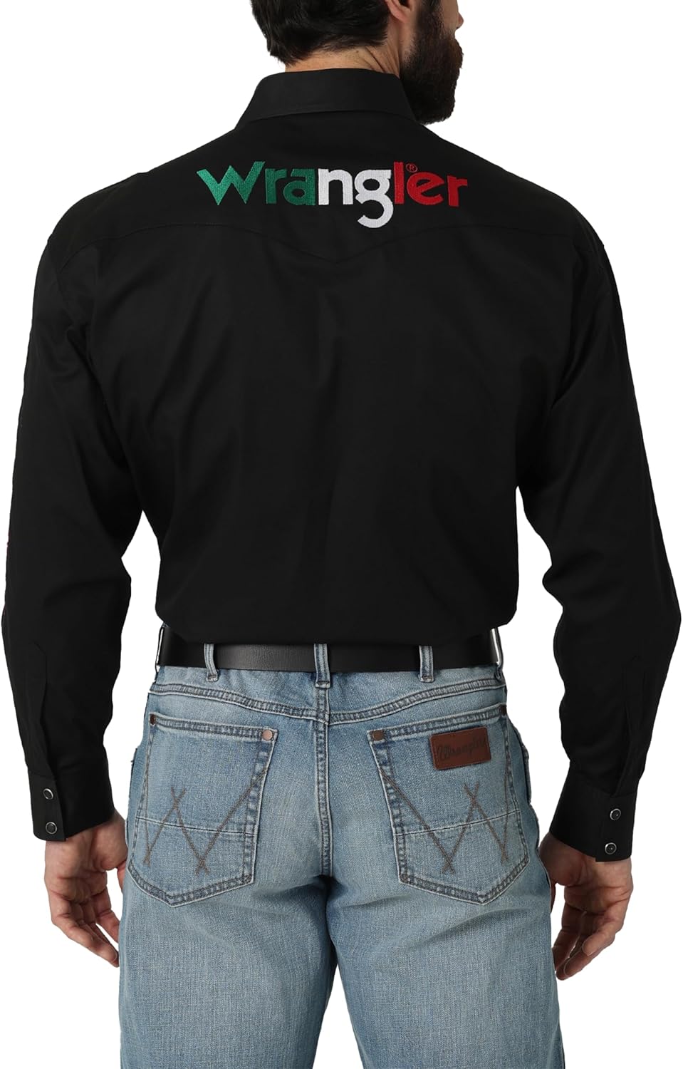 Wrangler Men's Mexico Logo Black Long Sleeve Shirt