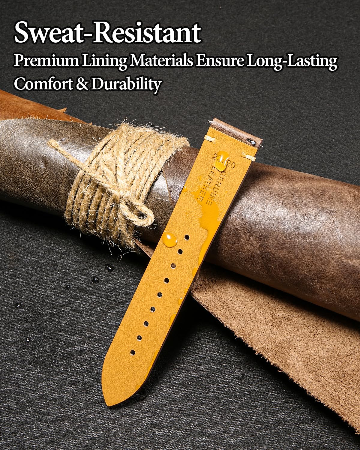 REZERO Quick Release Watch Band, Top Grain Leather Watch Straps, Italian Calfskin Watchbands Replacement 18mm 19mm 20mm 21mm 22mm 23mm 24mm for Men, Women - Image 5