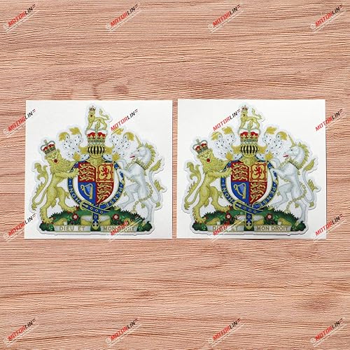 Vinilo adhesivo británico de Gran Bretaña con escudo real de armas, paquete de 2 reflectantes de 4 pulgadas para coche barco portátil taza