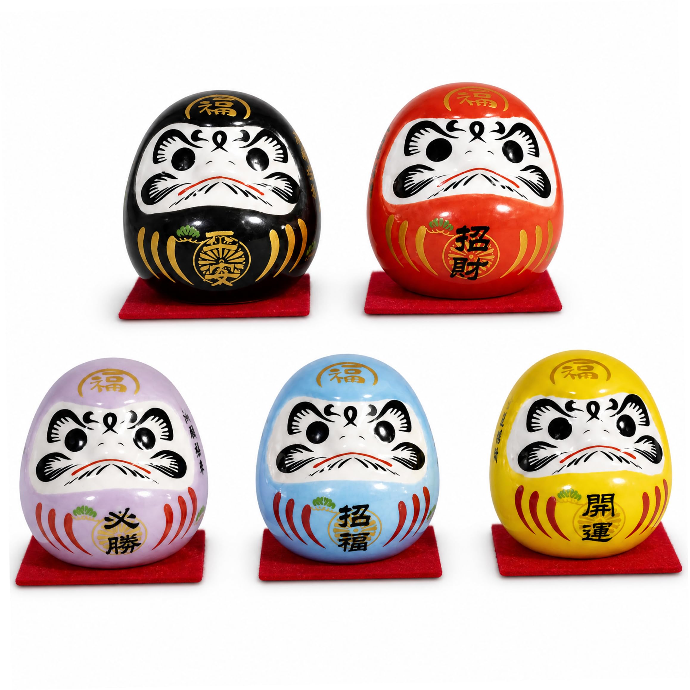 Aetherize Daruma Doll, Japanese Desk Figurine Handcrafted Ceramic Japanese Trinket for Desk Decor, Style-2 Daruma Doll