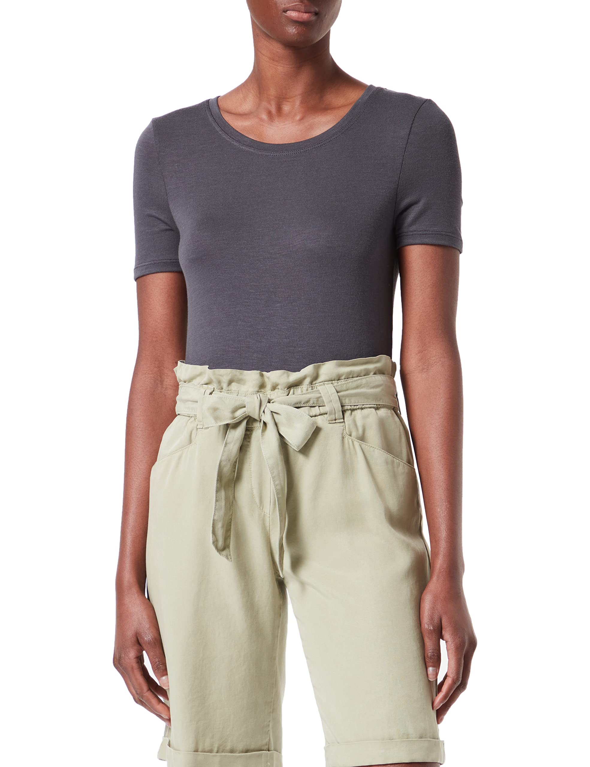 VERO MODA Flowy Short Sleeve Top, Darkgray, Large