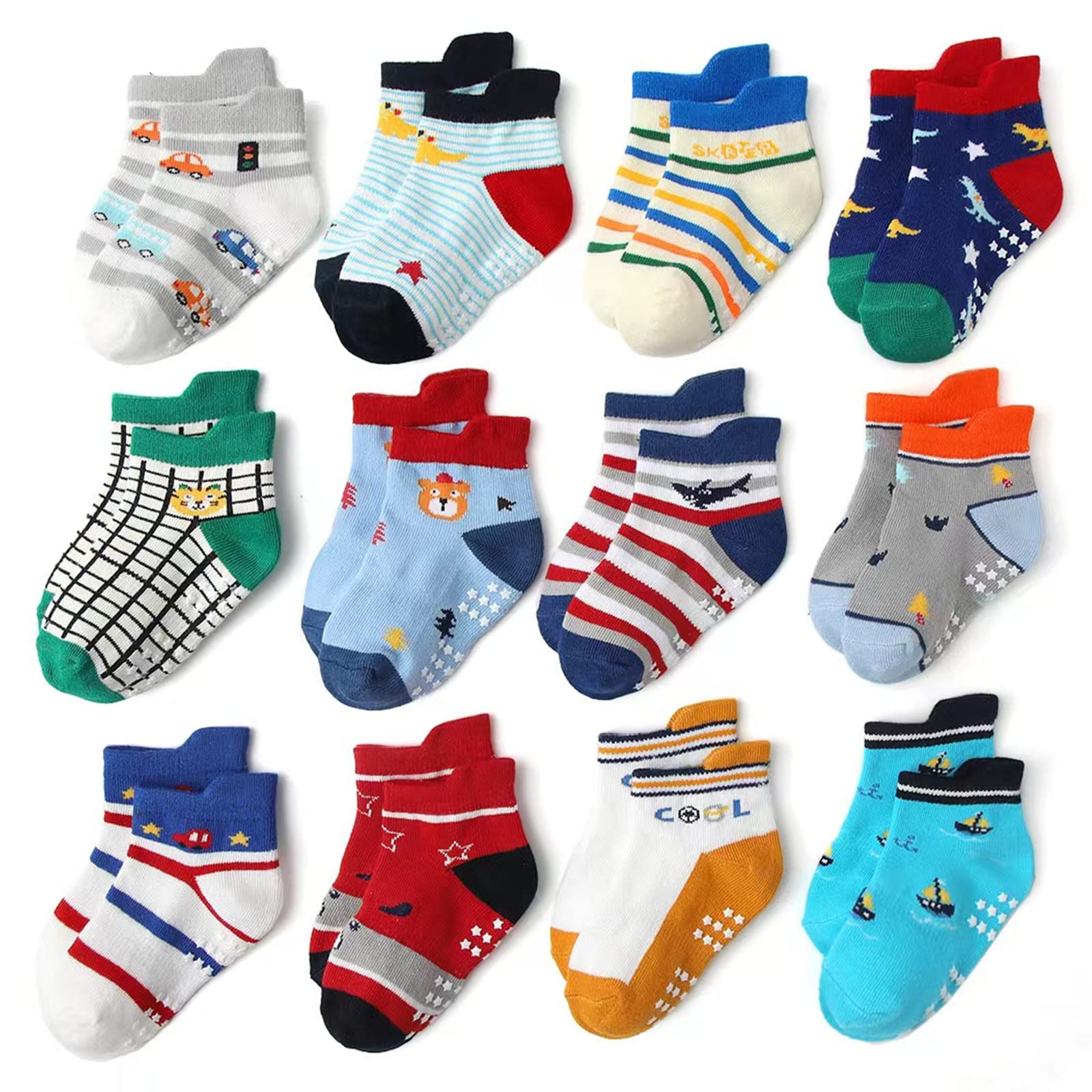 CAZYTOYZ Non Slip Kids Ankle Socks Toddler Kids Socks With Grips Ankle