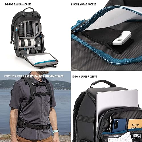 Miniatura 5 de Tenba Axis v2 - Mochila para cámaras y lentes DSLR y sin espejo, 20L, además de un portátil de 14 pulgadas, color negro (637-754)