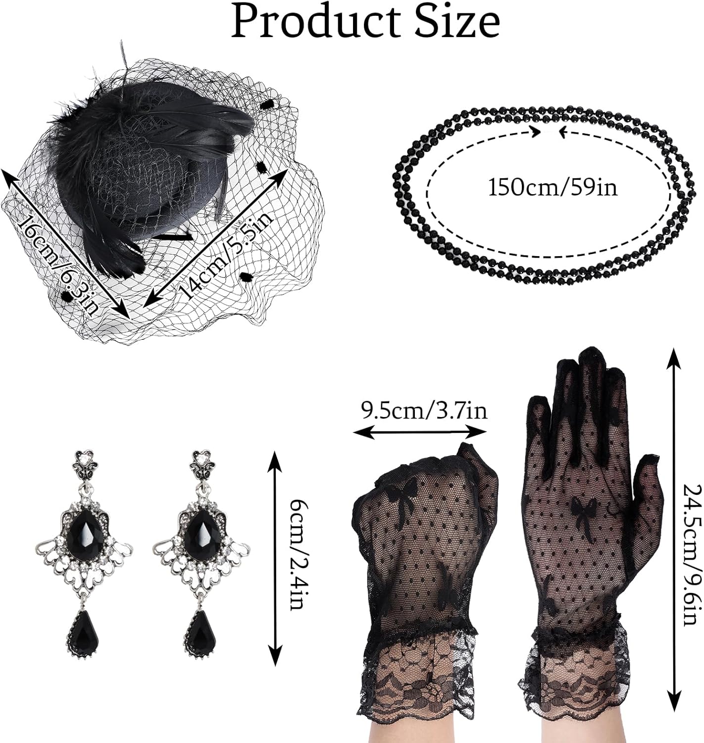 Heliltd 4Pcs Fascinators Hat and Gloves for Women Pillbox Hat with Veil Tea Party Accessories for Women - Image 2