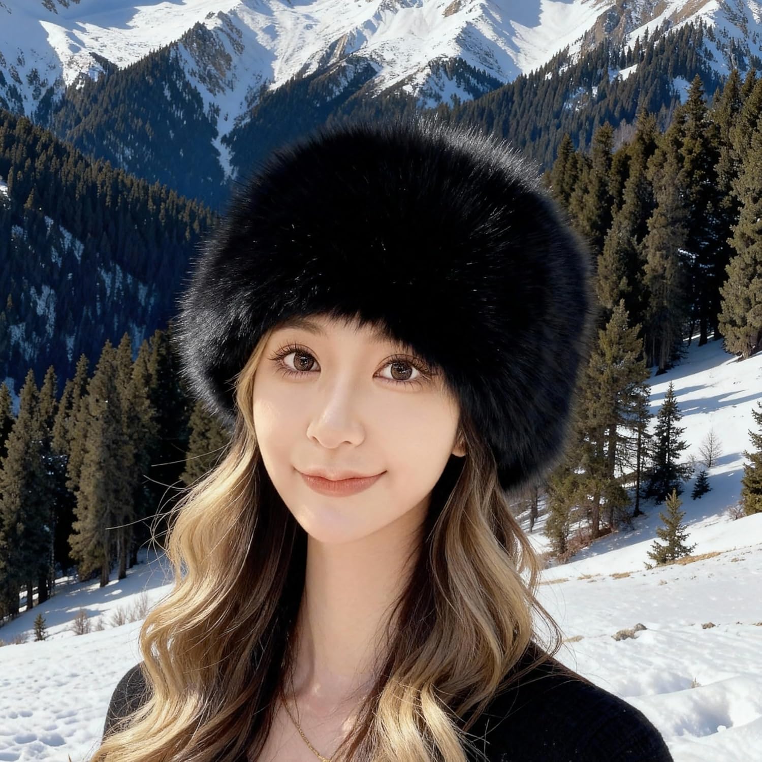 Upgraded Soft Fluffy Winter Bucket Hat for Women Warm Faux Fur Fisherman Cap Cozy Cold for Winter, Black - Image 6