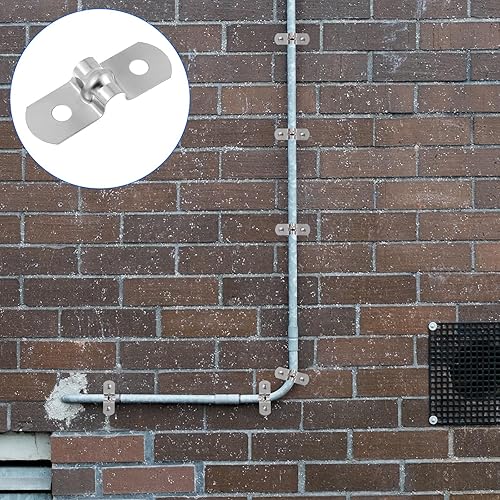 Miniatura 2 de 50 piezas de 14 de pulgada con dos agujeros de correa en U, abrazadera rígida M5 para tubería de acero inoxidable, abrazadera de conducto para