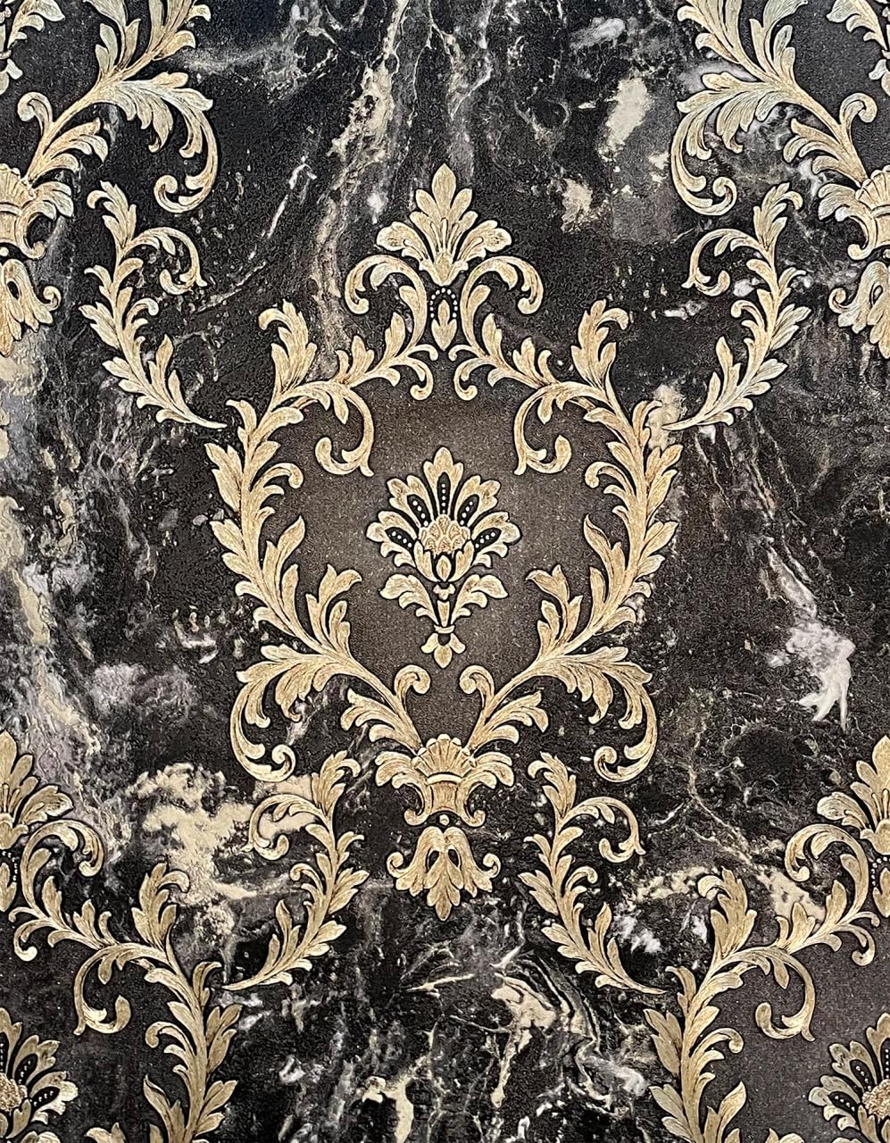 Rasch Wallpaper Rasch Sienna Damask Black Wallpaper