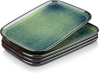 vancasso Stern Serving Platter & Tray Set, 4-Piece Ceramic Serving Plates for Parties, 11 Inch Easy-Clean Large Serving Dish for Main Course and Side Dishes, Green