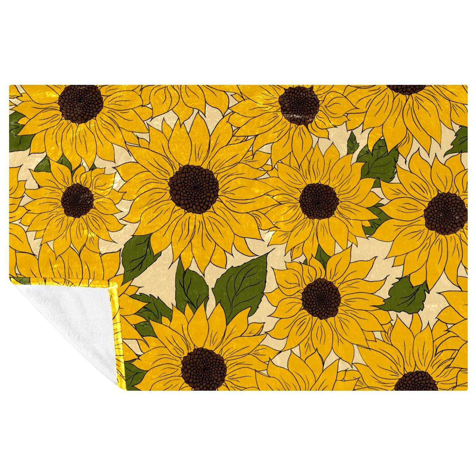 Couverture douce tournesol jaune 150x100 cm pour jeté de lit et drap de plage