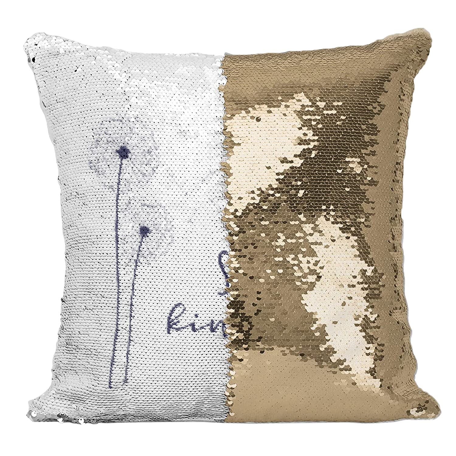 Coussin sequin doré pour raviver un canapé terne avec un motif fleurs de prairie