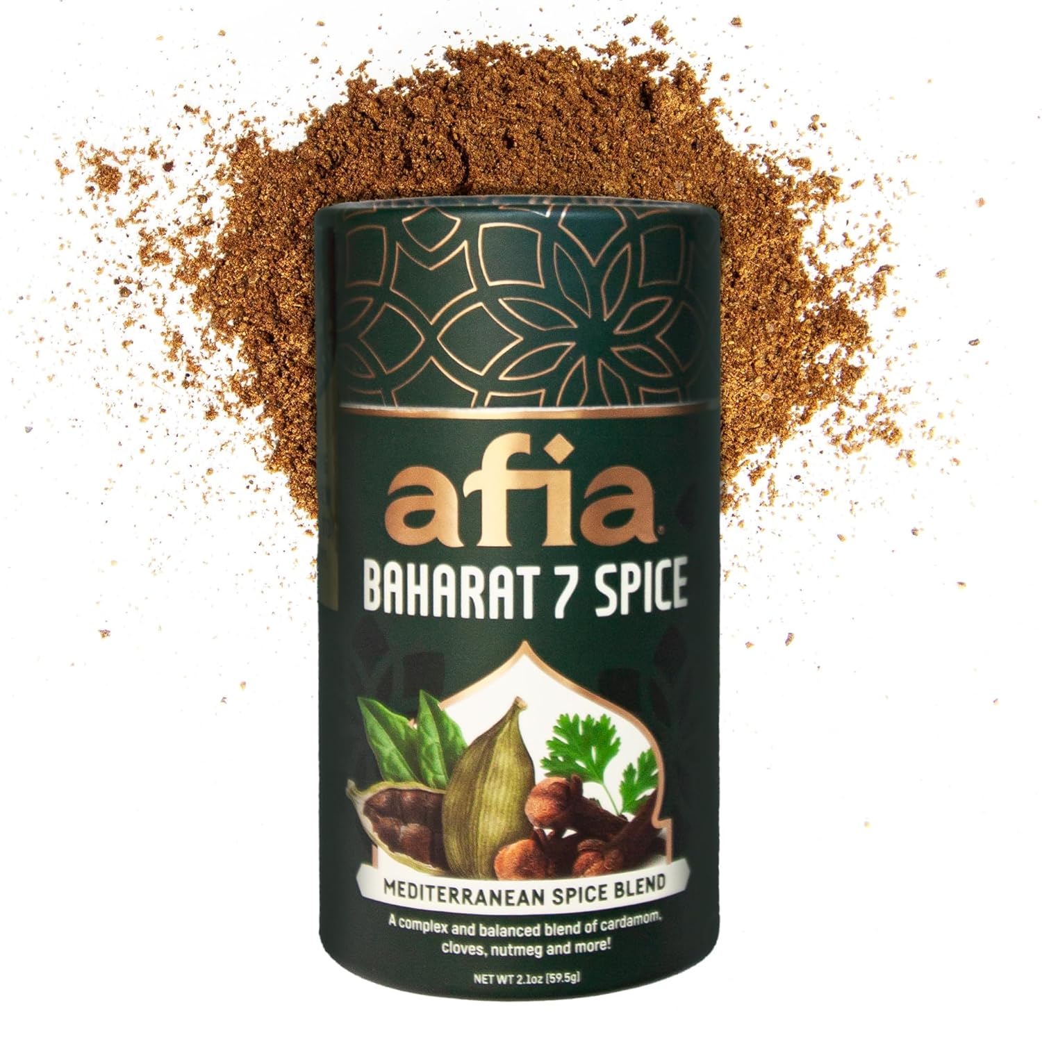 Afia - Baharat Spice Blend | Baharat 7 Spice Mix for Kofta, Kebab, Grilled Meat Seasoning | Premium Seasoning with Top Notes of Cinnamon and Clove (1pk, 2.1oz)