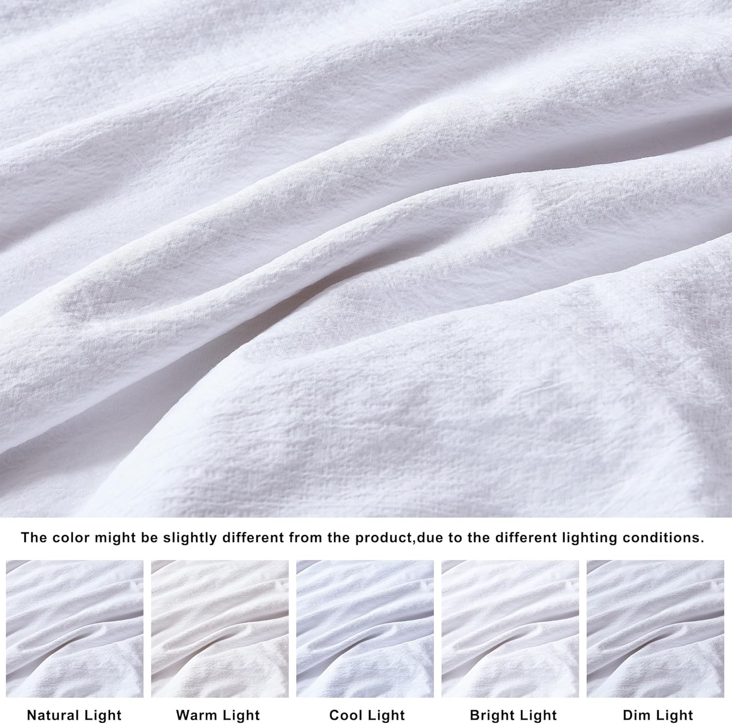 WDCOZY White King Size Jacquard Duvet Cover Set with Zipper Closure, Modern Washed Soft Striped Bedding, Textured Seersucker Like Cotton Linen, 1 Duvet Cover and 2 Pillow Shams, No Comforter