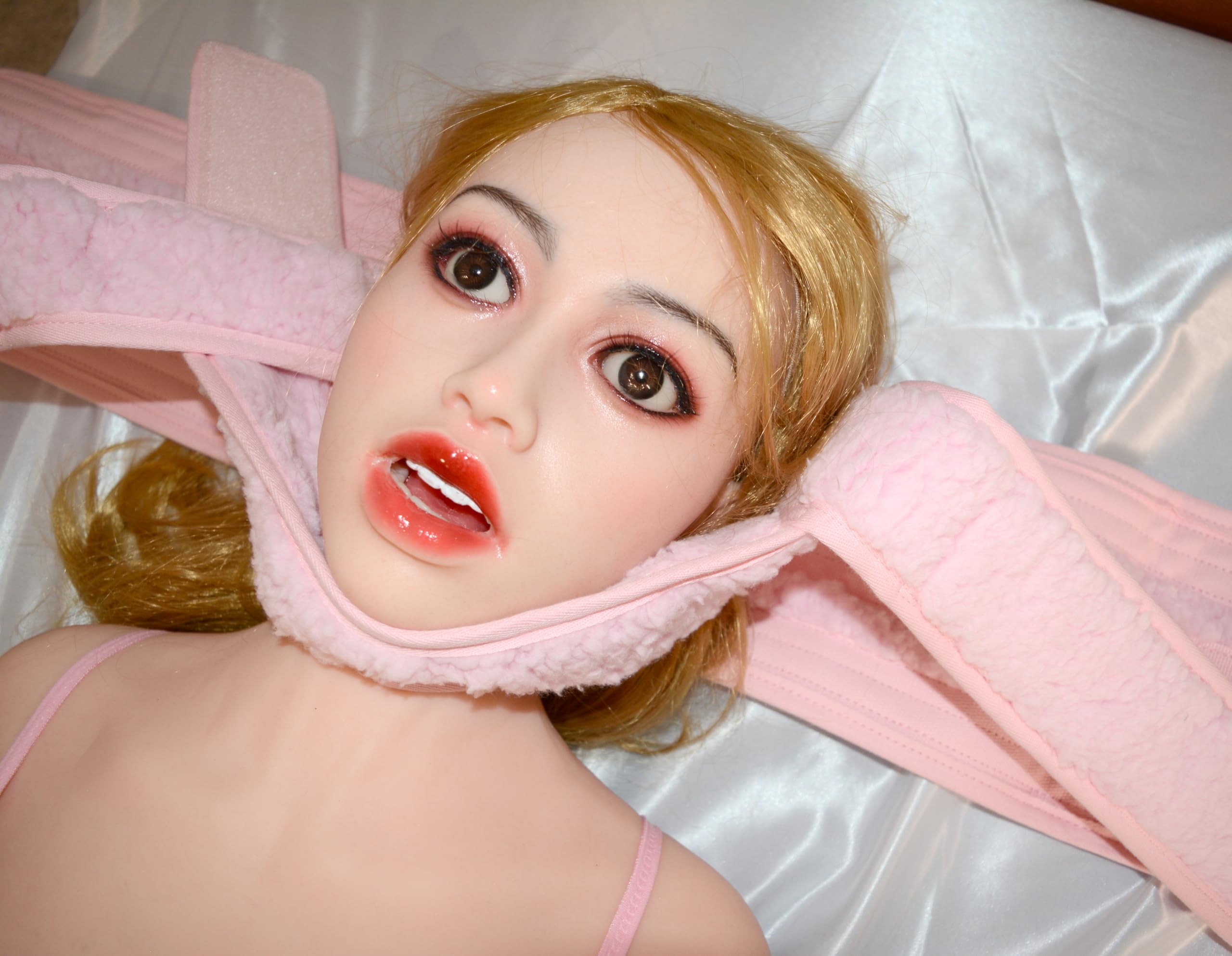 Ceppo per la testa soffice da letto clinico con serratura magnetica – cavigliera bondage bloccabile per BDSM ABDL Fetish