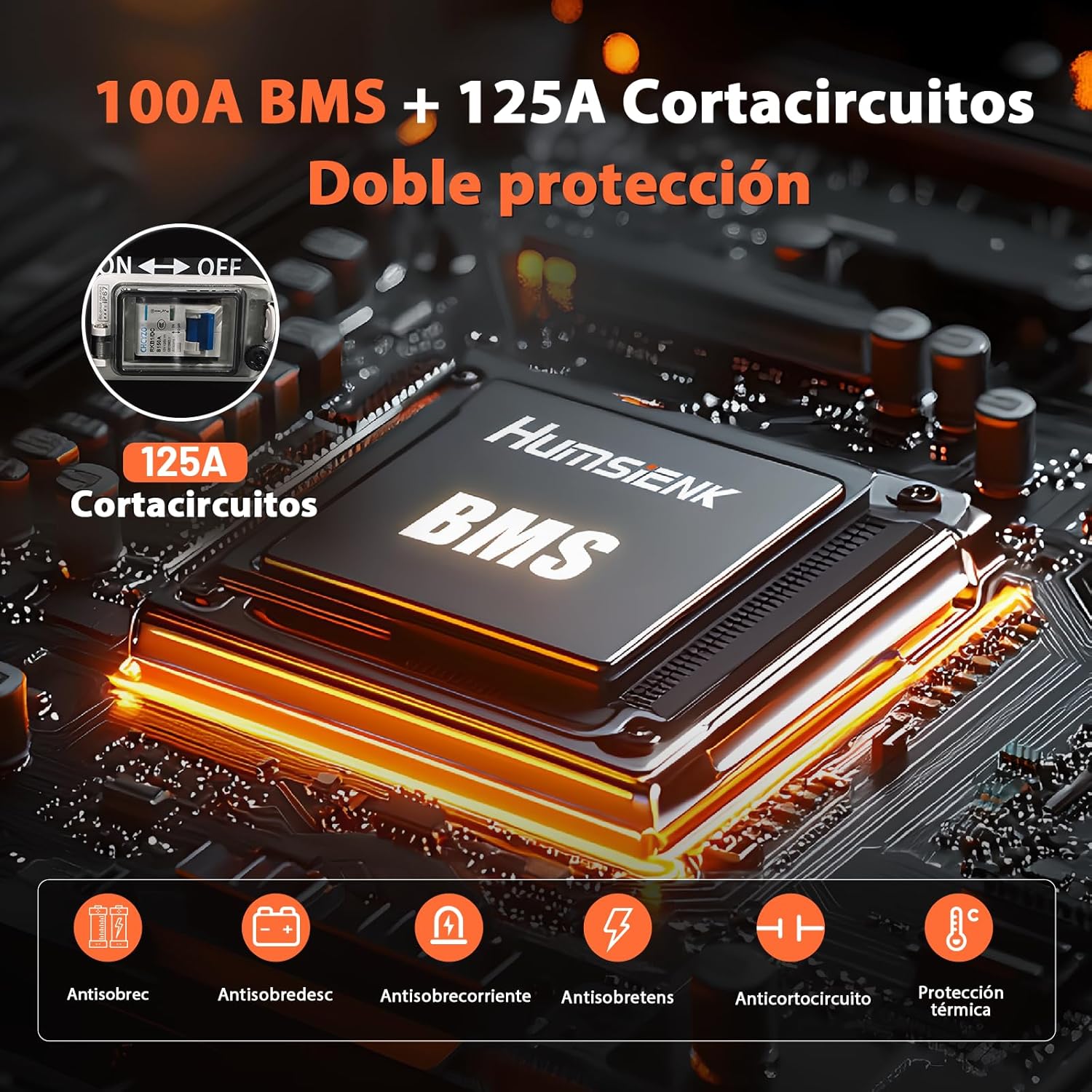 BMS and Circuit Breaker for HumsiENK LiFePO4 Battery