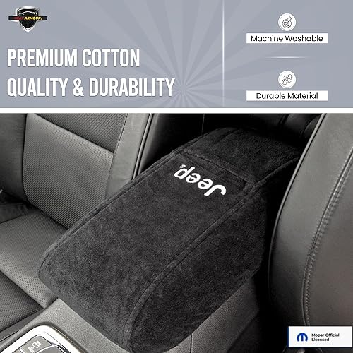Miniatura 2 de Funda para reposabrazos de consola prémium para Jeep Grand Cherokee 2011-2019, suave, lavable a máquina, fácil de instalar, felpa y duradera, color