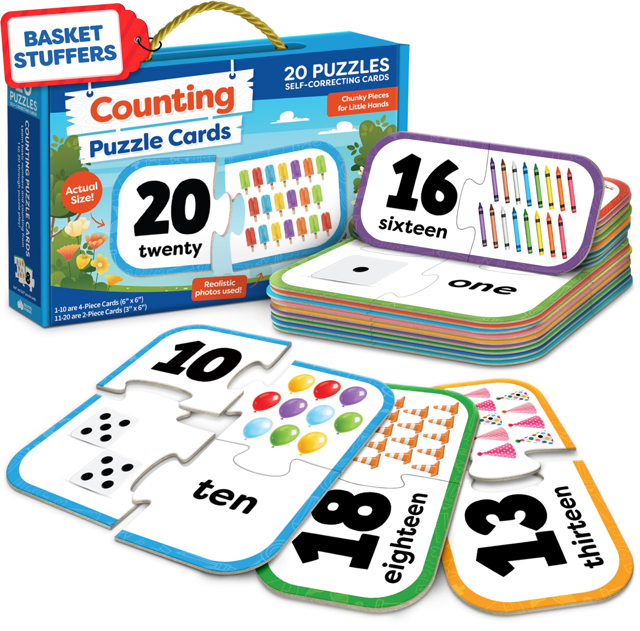 Number Puzzle Kindergarten Math Games - Number Matching Puzzle - 20 Learning Numbers Puzzles - Counting Toys for Toddlers Kids Ages 3-5 Preschool Learning Activities - Easter Basket Stuffers Toddler