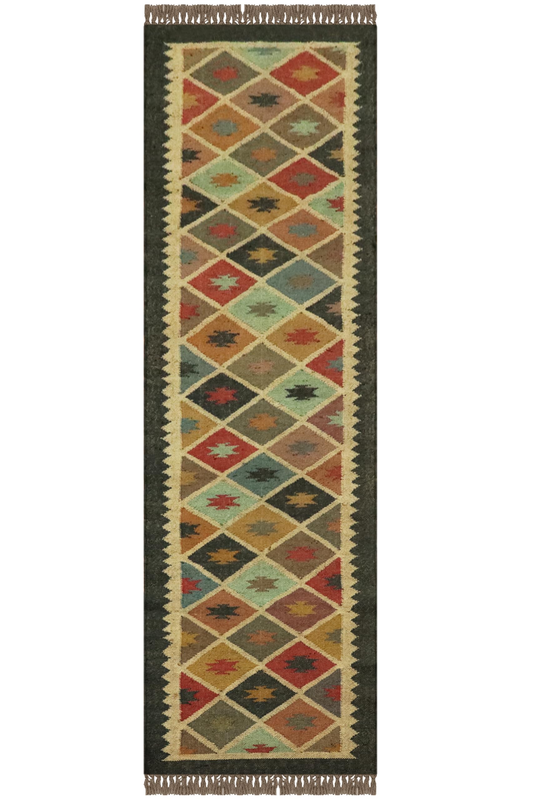 Tapis de couloir en laine de jute tissé à la main style géométrique 80x460cm