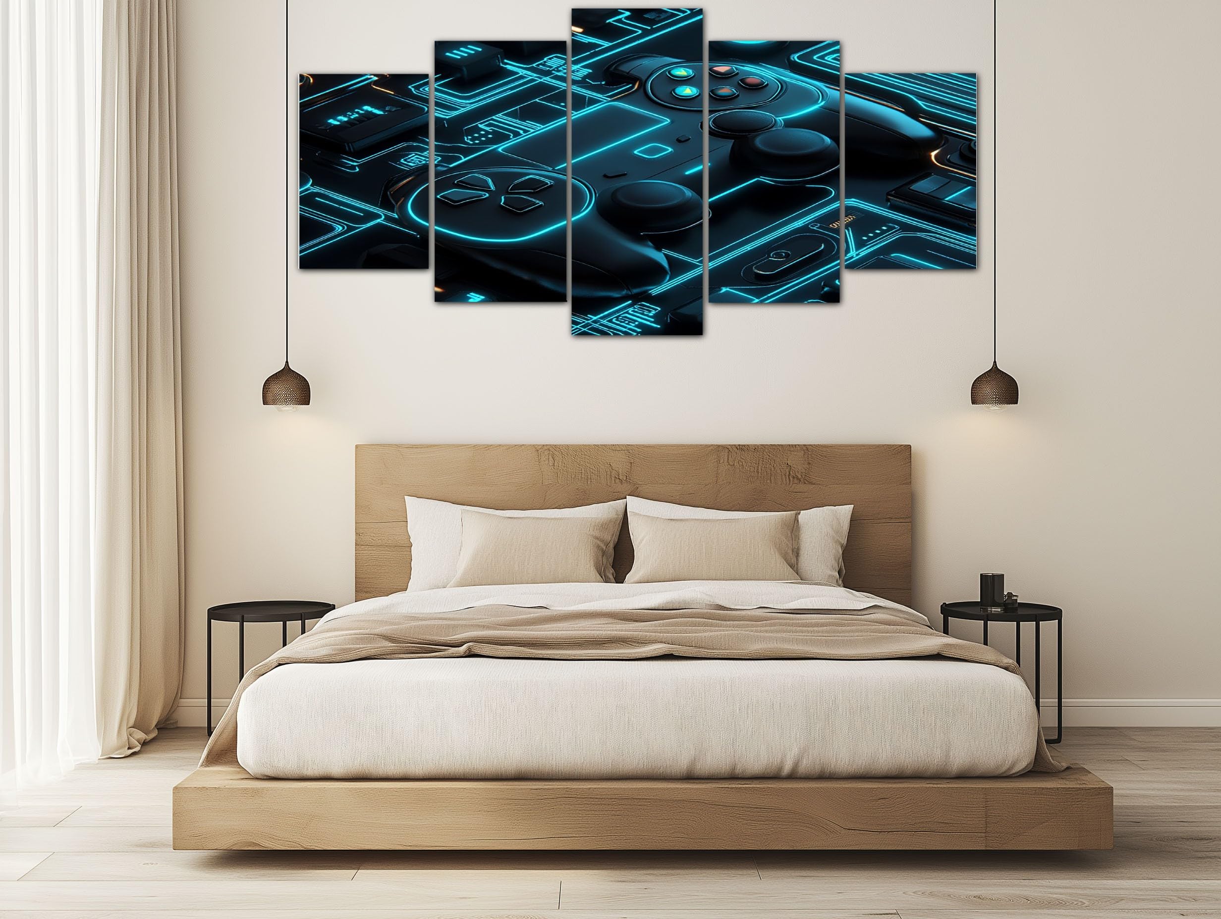 ZORYAN Toile Murale 5 Pieces Gamer Jeu Vidéo Tableau Moderne