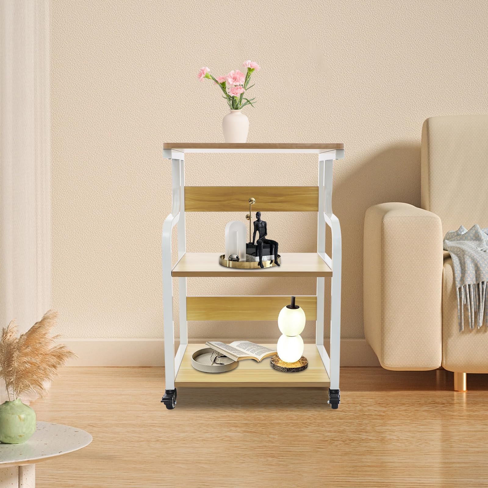 Druckerständer mit Rollen 3 Ebenen 80 kg 50x40x74.5 cm für Haus Büro
