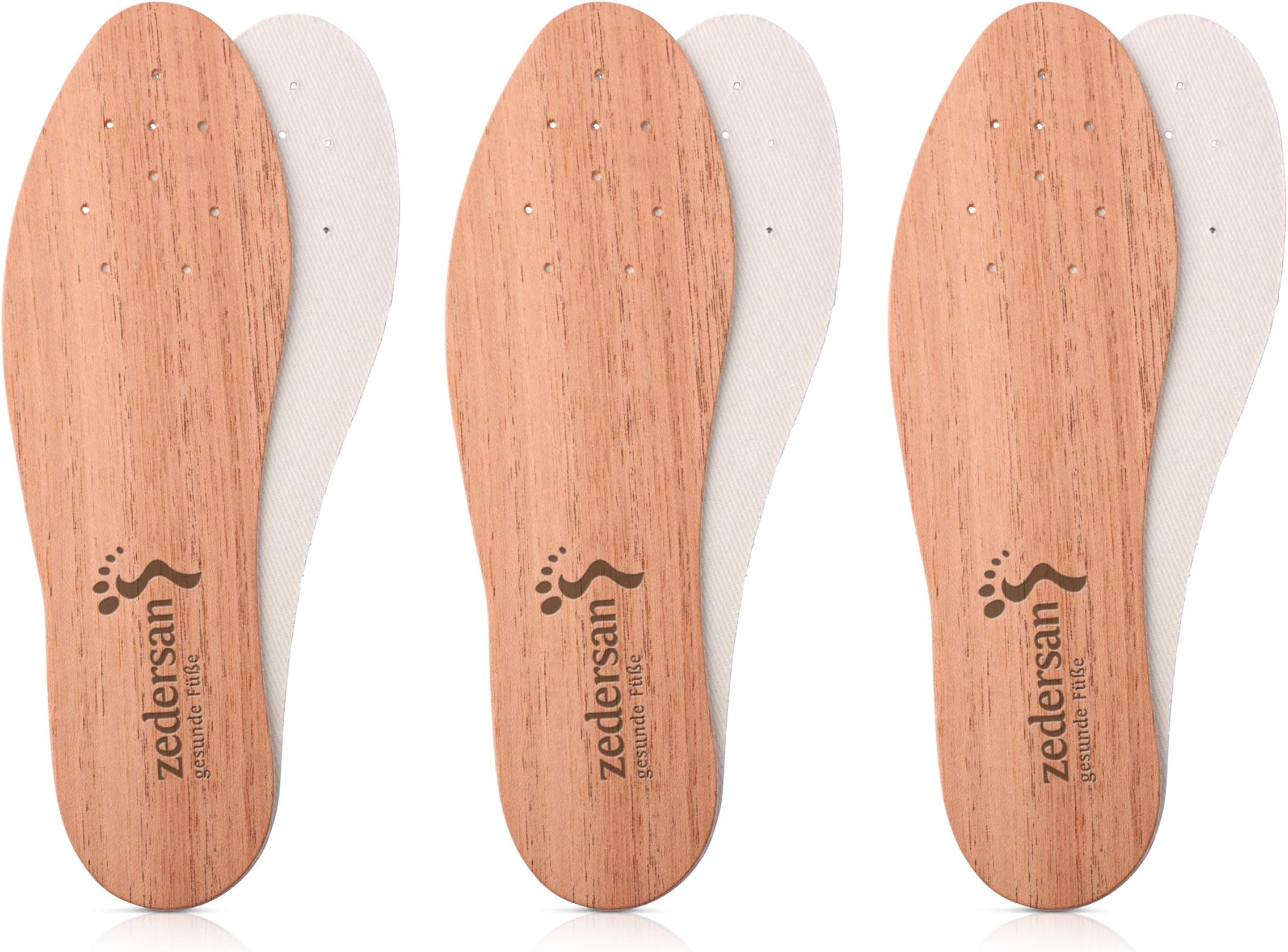 Zedersan Unisex Original Cedar Wood Insole to Prevent Sweaty Feet / Foot Odour / Athlete's Foot Pack of 3 Pairs