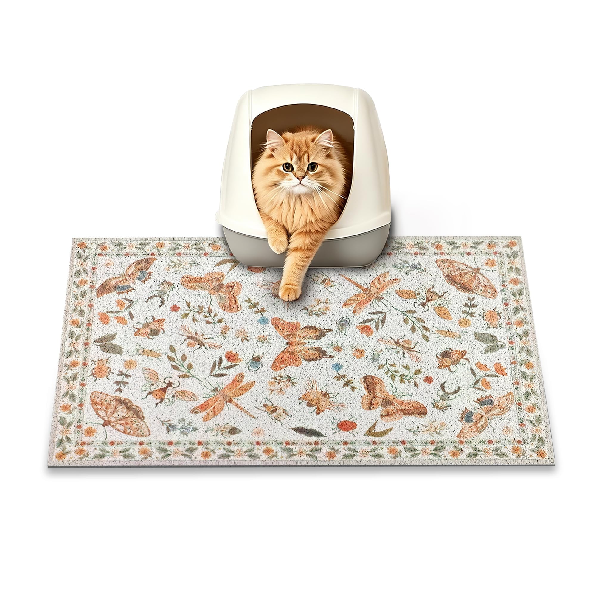 YOSEPATI Cat Litter Mat, 60x40cm Small Litter Mat,Cute Decor Kitty Box Mats