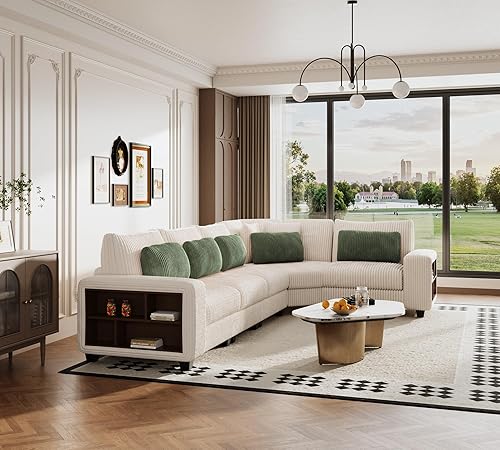 Miniatura 4 de Sofá seccional para sala de estar – Sofá modular grande de 142 pulgadas, moderno y convertible de 5 asientos, con asiento profundo, sofás tapizados