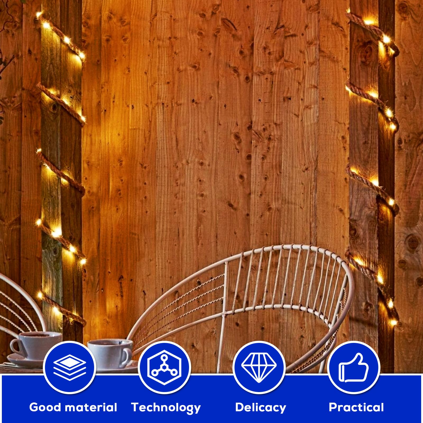 CATENA LUMINOSA DA esterno solare con 10 lampadine 4.5M luce calda