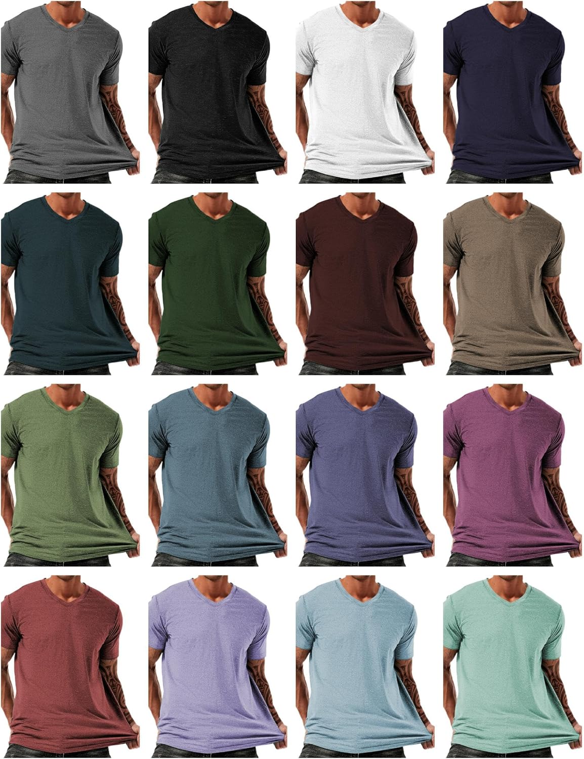 Summer Shirts for Men Basic Daily Outfits Muscle Beach Soft Loose Plus Size Gym Outdoor Neckline V Neck Tees - Image 4