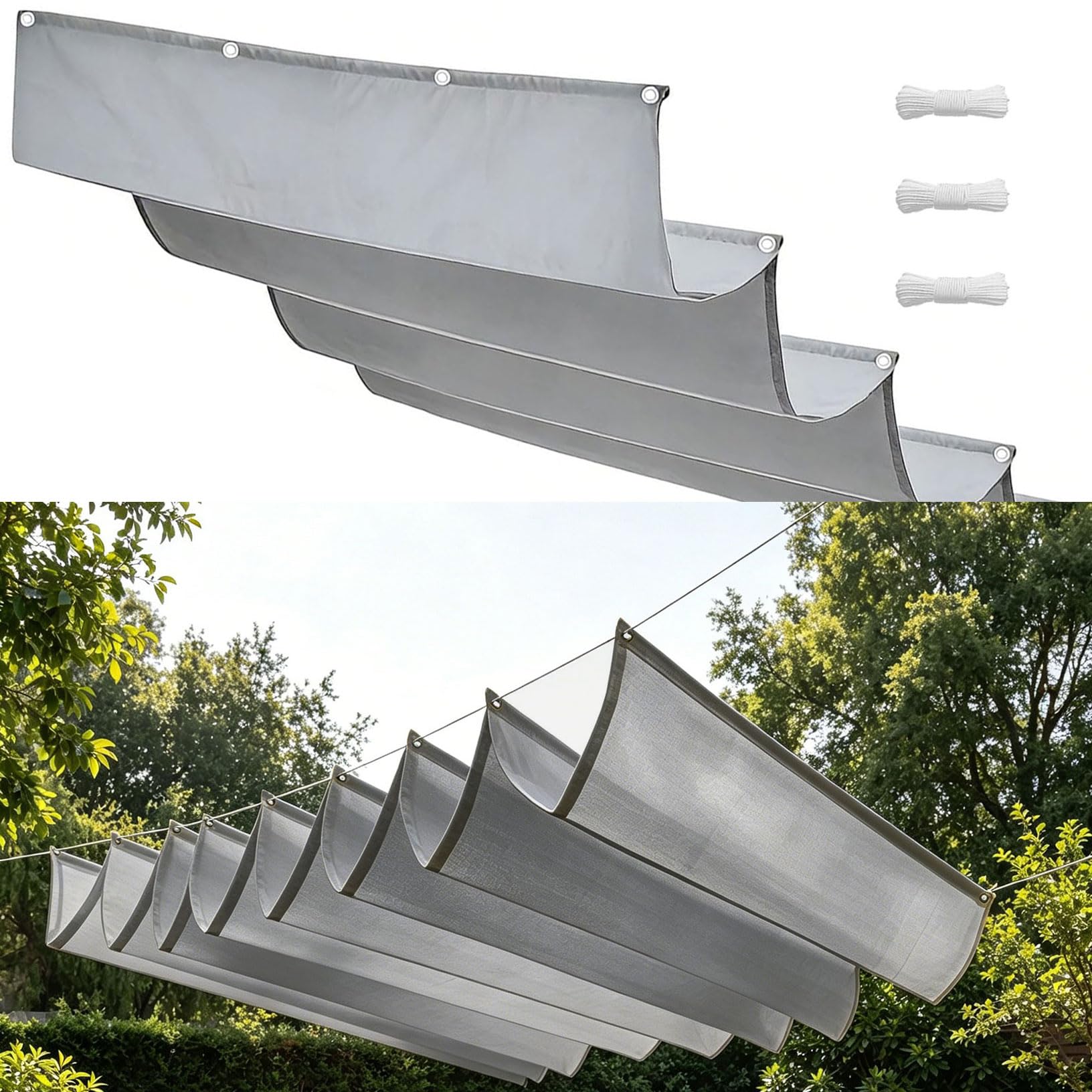 Voile d'ombrage rétractable imperméable protection uv 110x350 pour balcon