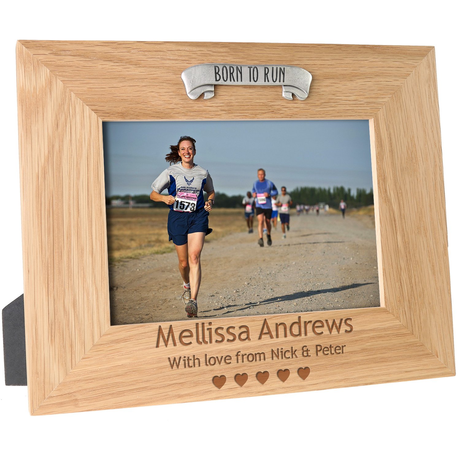 De Walden Boys Runner Engraved Oak Photo Frame Runner Marathon Girls