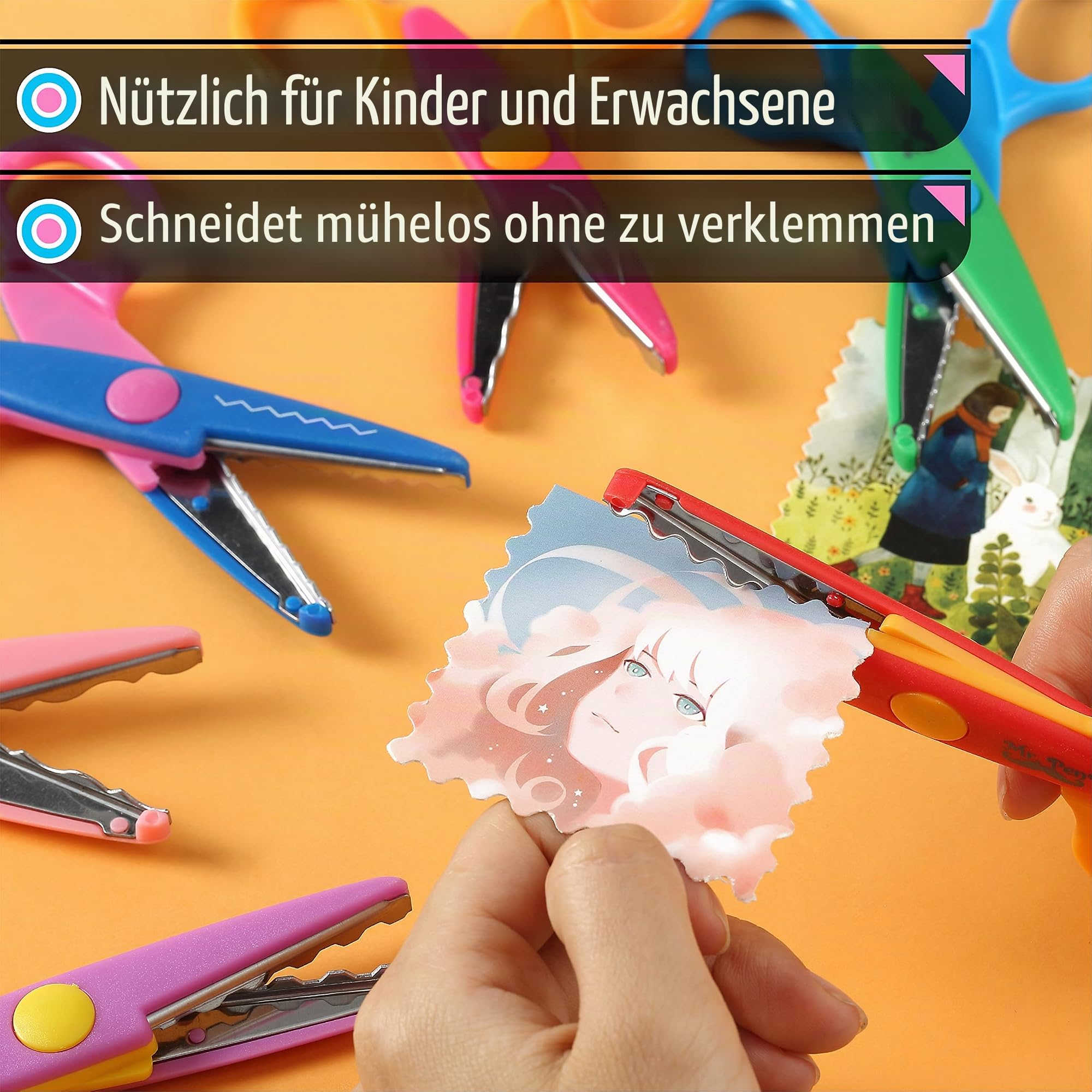 Mr. Pen Bastelschere, dekorative Kante, 6 Stück, helle Zickzack-Schere | Zum Basteln, Scrapbooking, ausgefallenes Muster-Design