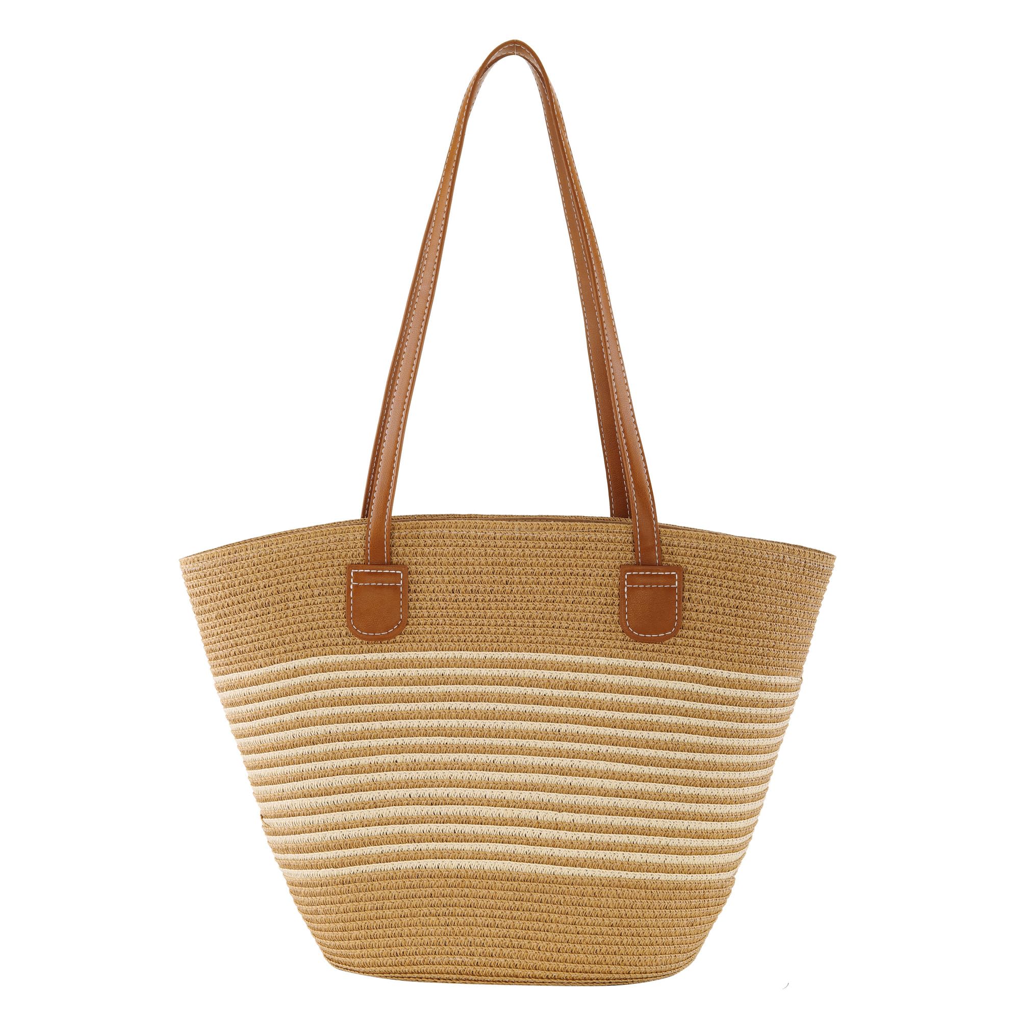 CHIC DIARY Straw bag Woven Tote Bag for Women Beach Purse Summer Shoulder Bag With Zipper Bohemian Crossbody Bag For Vacation